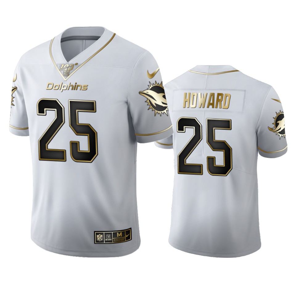 Miami Dolphins #25 Xavien Howard Men Nike White Golden Edition Vapor Limited NFL 100 Jersey->miami dolphins->NFL Jersey